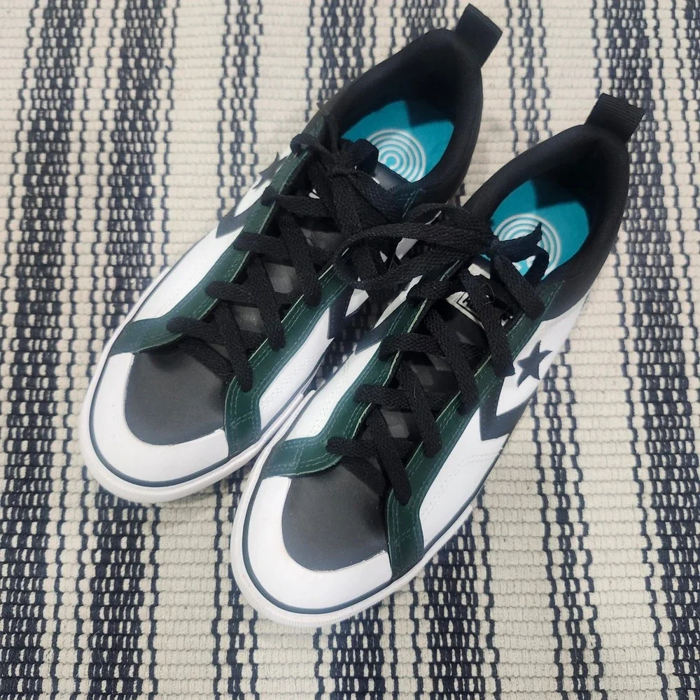 Converse Star Player 76 Kids Shoes White Green Black Leather A09331C Size 6Y
